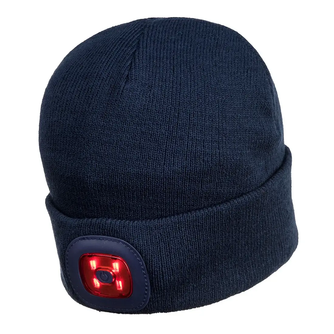 Rechargeable Twin LED Beanie B028 Navy back