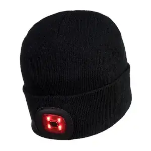 Rechargeable Twin LED Beanie B028 Black
