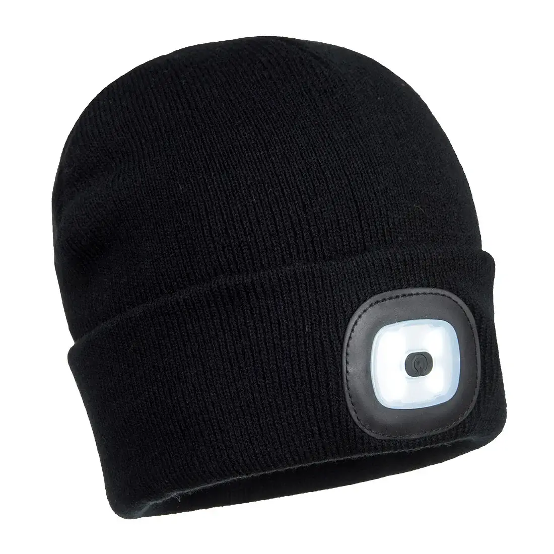 Rechargeable Twin LED Beanie B028 front black Rechargeable Twin LED Beanie B028 black
